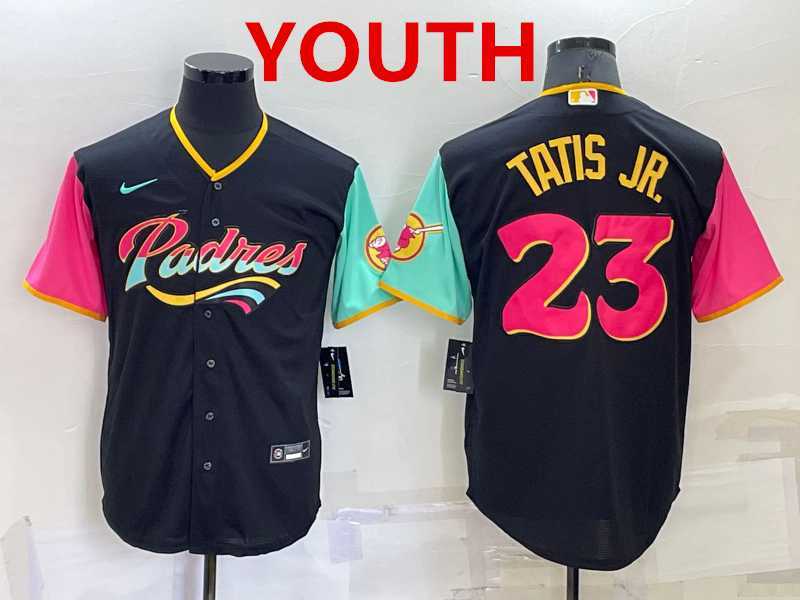 Youth San Diego Padres #23 Fernando Tatis Jr Black 2022 City Connect Cool Base Stitched Jersey->mlb youth jerseys->MLB Jersey